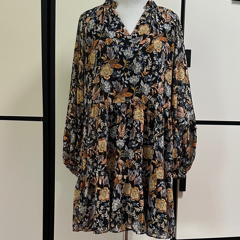 Lucky Brand fall Floral lined boho Dress
